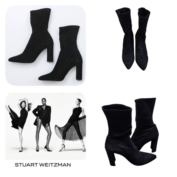 Stuart Weitzman Clinger Black Suede Booties - Size 9.5 M - Picture 14 of 15